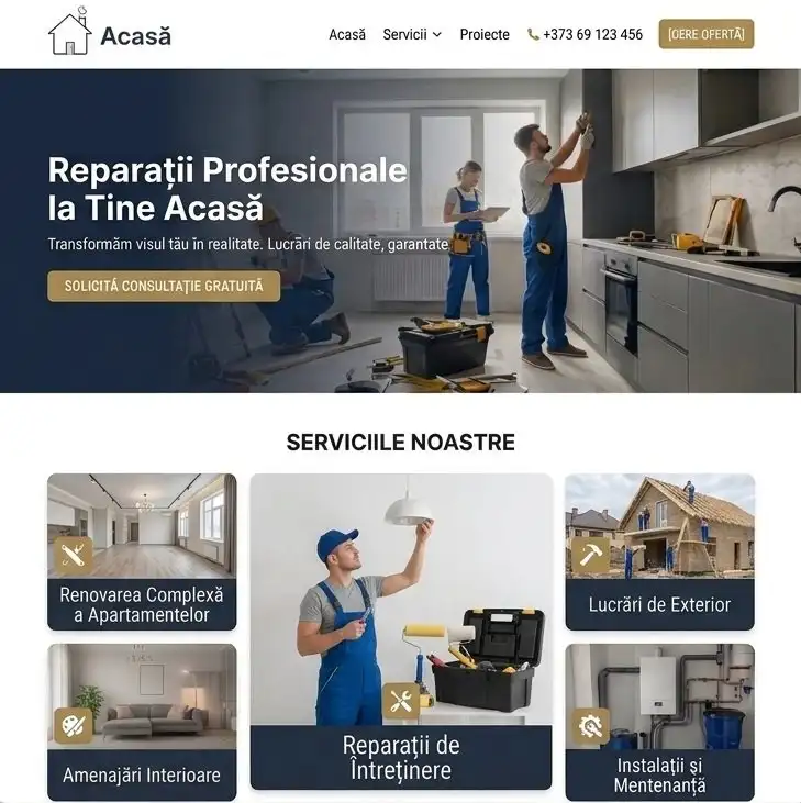 Website Acasă Construcții — versiune desktop