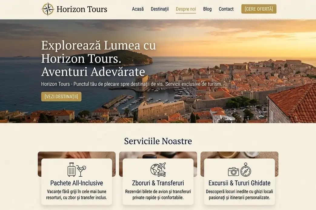Website Horizon Tours — versiune desktop